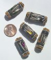 5 28x12mm Black Clay Ladaki Tubes with Dots and Tear Drops